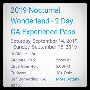 Nocturnal wonderland ticket